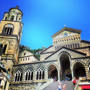 Amalfi - The facade of the 12th.  century Cathedral